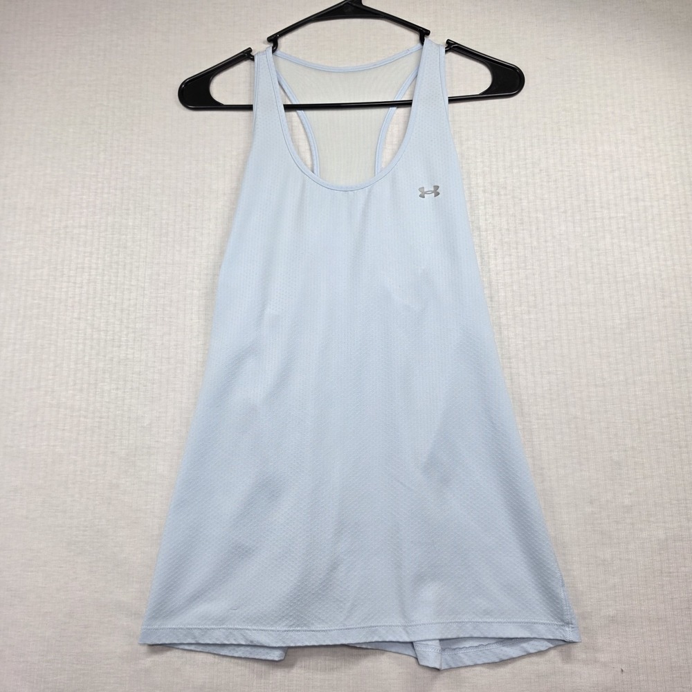 Under Armour Light Blue Mesh Back Racerback Athletic Tank Top Sporty Gym Relaxed
